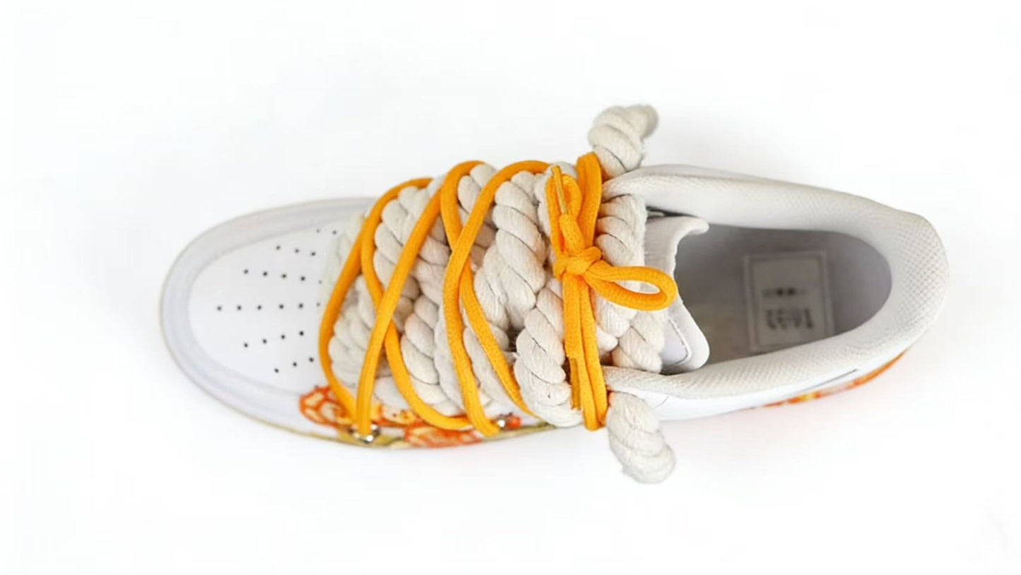 Custom Nike AF1 Weiß “ROPE LACES” Sunrise