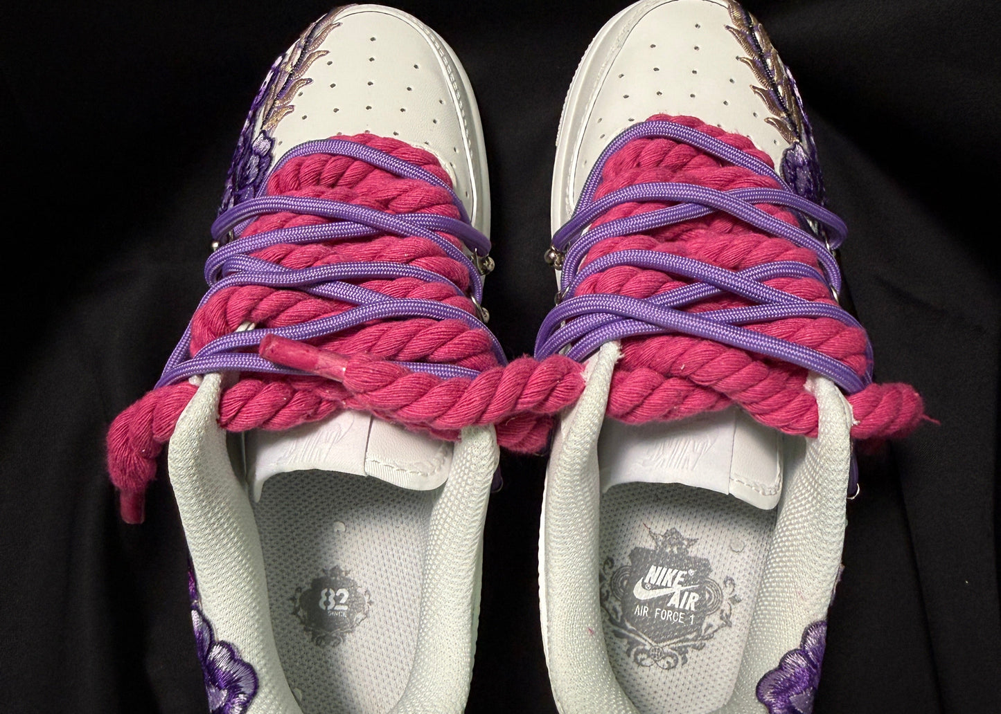 Custom Nike AF1 Weiß "Purple Petals"