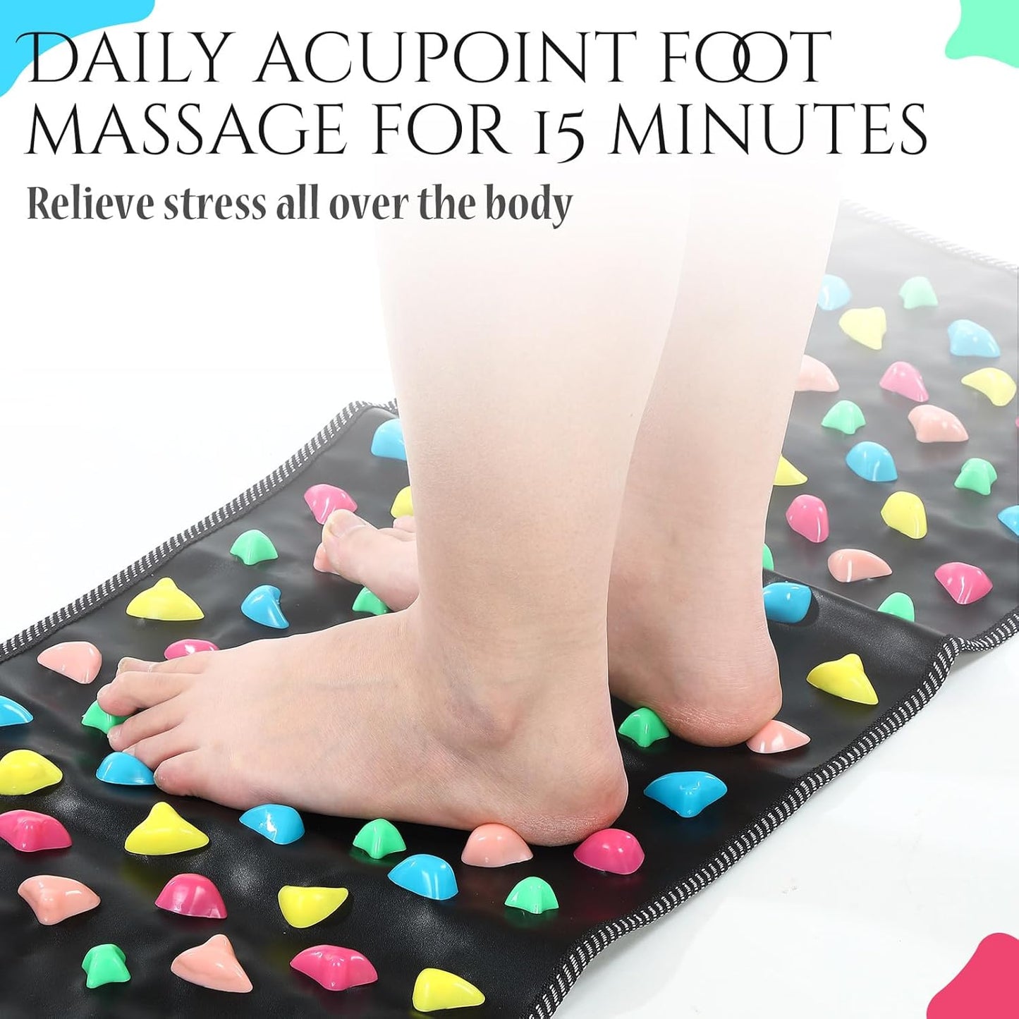 Foot Massage Mat Reflexology Walk Stone Road Foot Massage Acupoint Mat for Acupressure Relaxes for Long Sitting Elderly Students and Office Workers