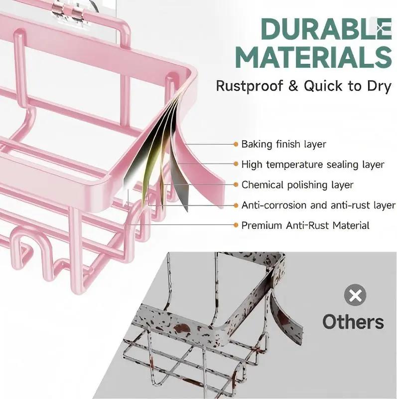 5 Pack Shower Caddy Organizer Rack Shelf for Inside Shower, Adhesive Bathroom Wall Storage Basket Rustproof Stainless Steel Shampoo Holder, Bathroom Accessory Decor Set