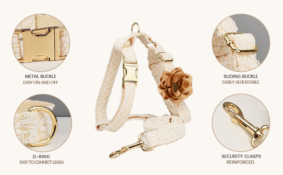 [Custom] Large/Medium/Small Dog Collar With Quick Release Clasp - Adjustable Collar With Stylish Floral Strap Collar Lead Rope Lace Collar Durable And Comfortable