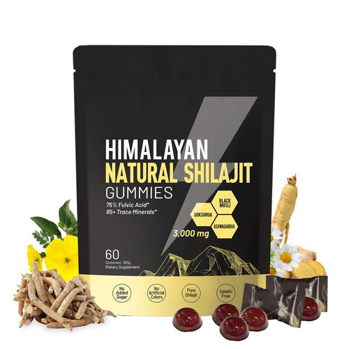 VivoNu Himalayan Shilajit Gummies | With Ashwagandha, Gokshura & other herbs | No added sugar | 60 Gummies