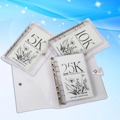 A6 12 Month Money Saving Challenge Binder, 3 Count(2.5K,5K,10K)Money Saving Budget Binder with Cash Envelopes, Savings Challenges Book for Home Office, 2026 New year Valentine's Day Gift