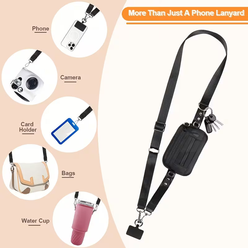 Adjustable Phone Lanyard -Fits All Phone Cases, ID Cards, Credit Cards, Passes, Water Bottle Holders, and Bags. Minimalist Nylon Design. Unisex.