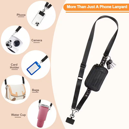 Adjustable Phone Lanyard -Fits All Phone Cases, ID Cards, Credit Cards, Passes, Water Bottle Holders, and Bags. Minimalist Nylon Design. Unisex.