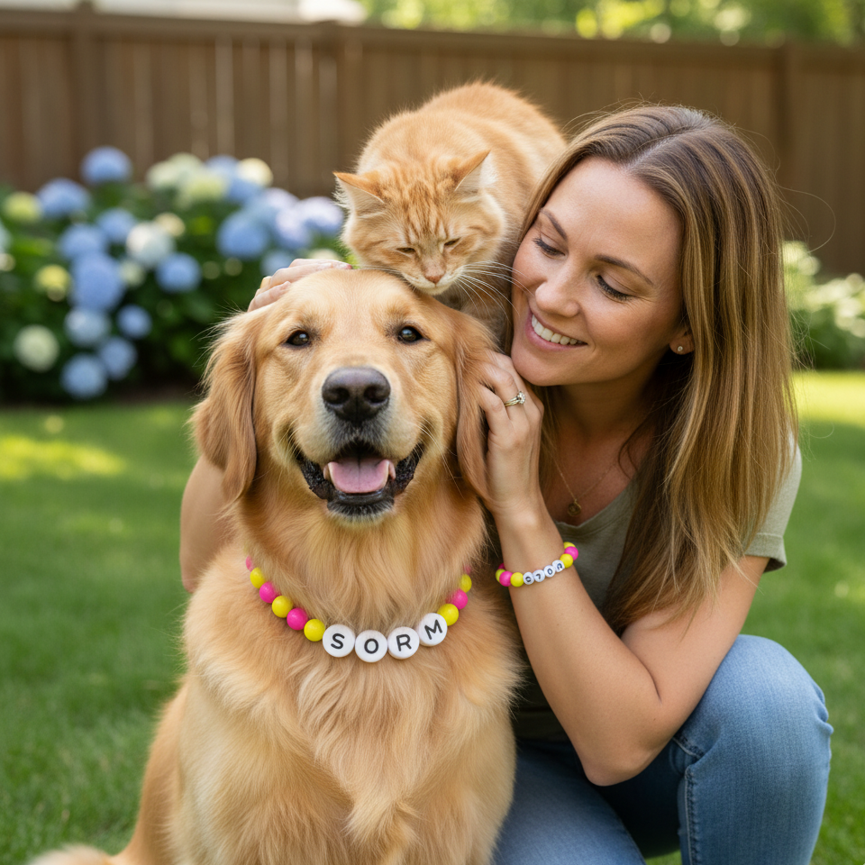 Gorgeous Flowers- Personalization BFF Dog Collar+ Free Matching Bracelet