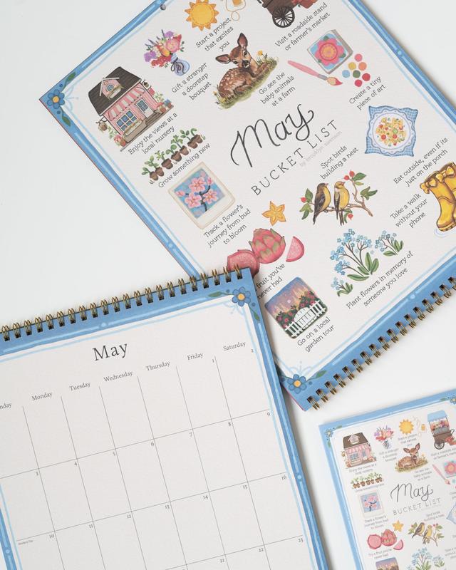 Brooklyn Swenson 2026 Bucket List Calendar Spiral Bound Art Planner Notebook 9x24 Uncoated Matte Cardstock Monthly Budget Planner