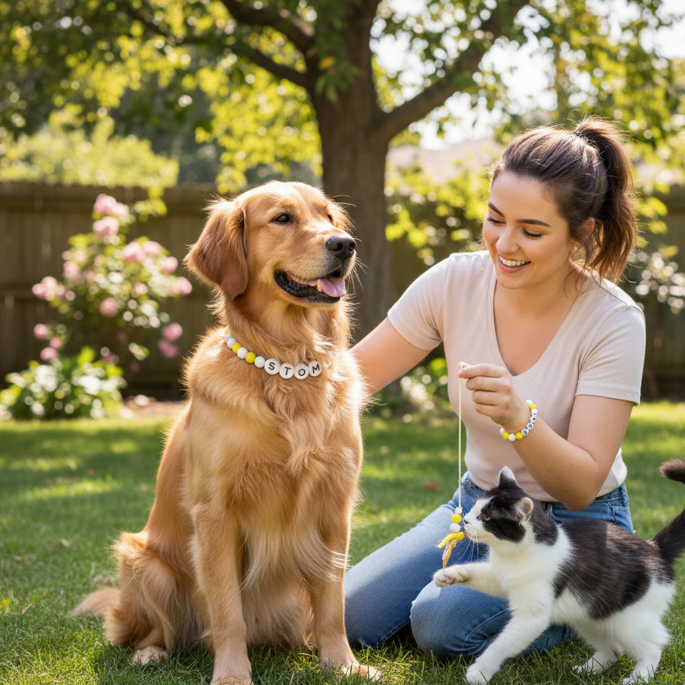 Warm Lemon Cream - Personalization BFF Dog Collar+ Free Matching Bracelet