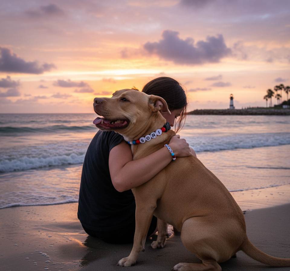Sunset Seaside - Personalization BFF Dog Collar+ Free Matching Bracelet