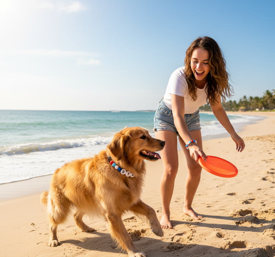 Sunset Seaside - Personalization BFF Dog Collar+ Free Matching Bracelet