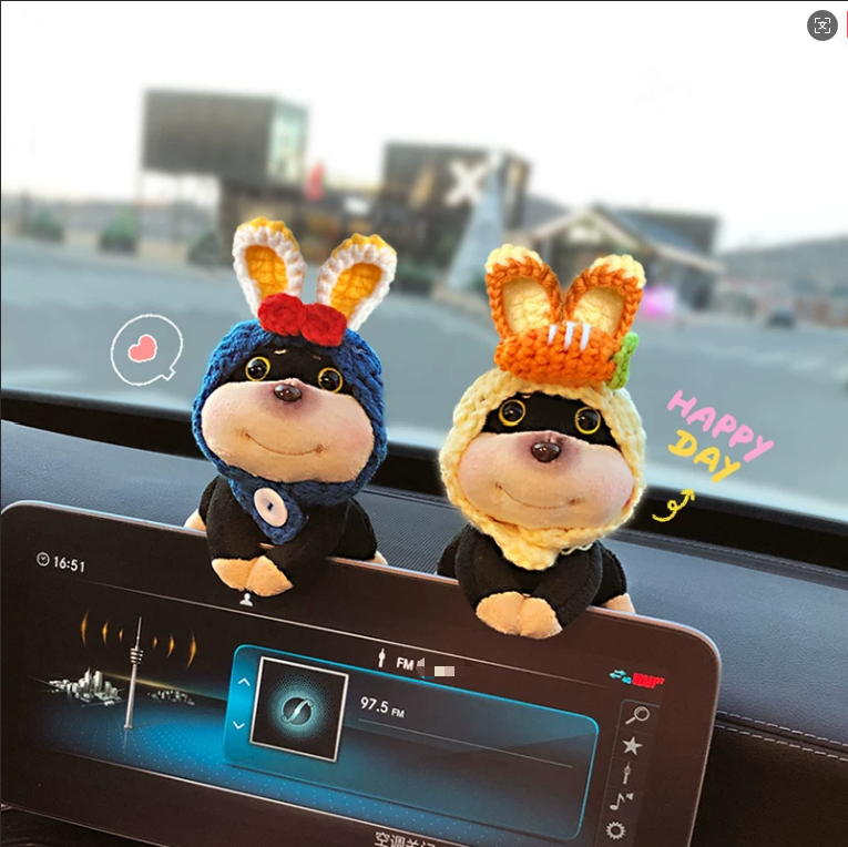 Bee-Dog Plush Dashboard Doll - Car Center Console & Screen Lying Ornament