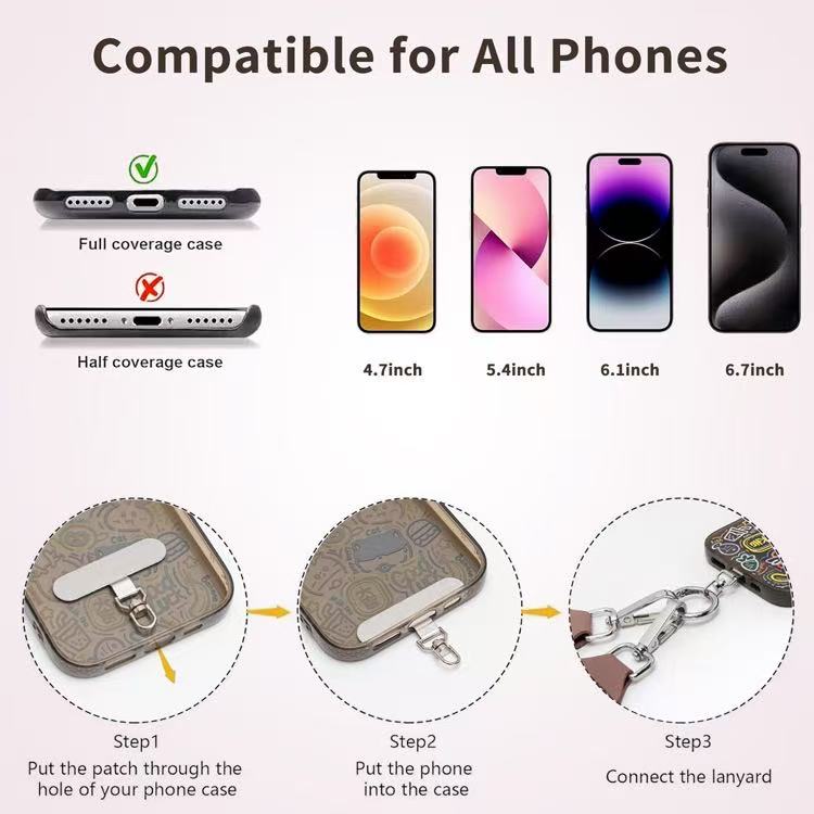 Adjustable Phone Lanyard -Fits All Phone Cases, ID Cards, Credit Cards, Passes, Water Bottle Holders, and Bags. Minimalist Nylon Design. Unisex.