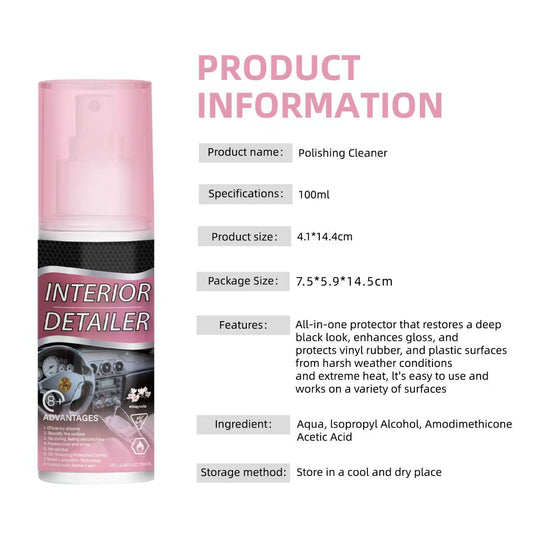 Car Interior Protectant Spray For Leahter and plastic One-Step Tire Shine Spray for Precise, Even Shine and Minimal Overspray ,100ml