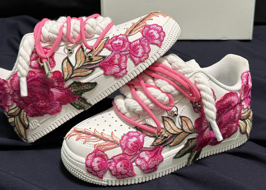 Custom Nike AF1 Weiß "ROPE LACES" Pink Parfait
