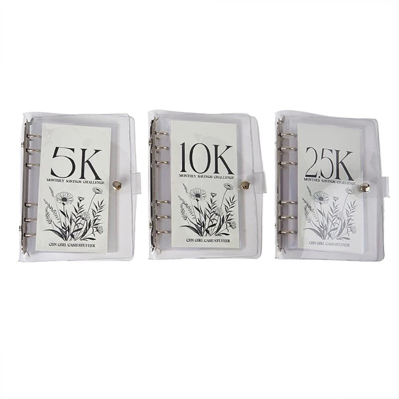 A6 12 Month Money Saving Challenge Binder, 3 Count(2.5K,5K,10K)Money Saving Budget Binder with Cash Envelopes, Savings Challenges Book for Home Office, 2026 New year Valentine's Day Gift