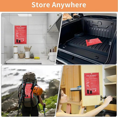 4Pack-Prepared Hero Emergency Fire Blanket -Fire Suppression Blanket for Kitchen, 40" x 40"Fiberglass Fire Blanket for House Rapid FireSuppression,Flame Retardant Protection andHeat Insulation Designed, for Kitchen,Fireplace,Grill, BBQ