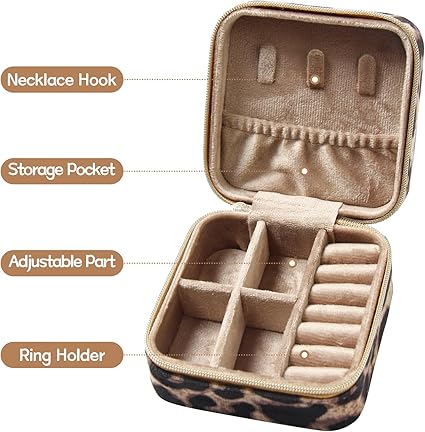 Travel Jewelery Case,Travel Essentials for Women Small Jewelry Box,Birthday Gifts for Women Bridesmaid Gifts Graduation Gifts for Girls Girlfriend Mom Wife Leopard