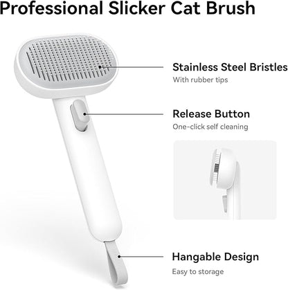Cat Brush for Shedding, Cat Brushes for Indoor Cats, Cat Brush for Long or Short Haired Cats, Cat Grooming Brush Cat Comb for Kitten Rabbit Massage Removes Loose Fur