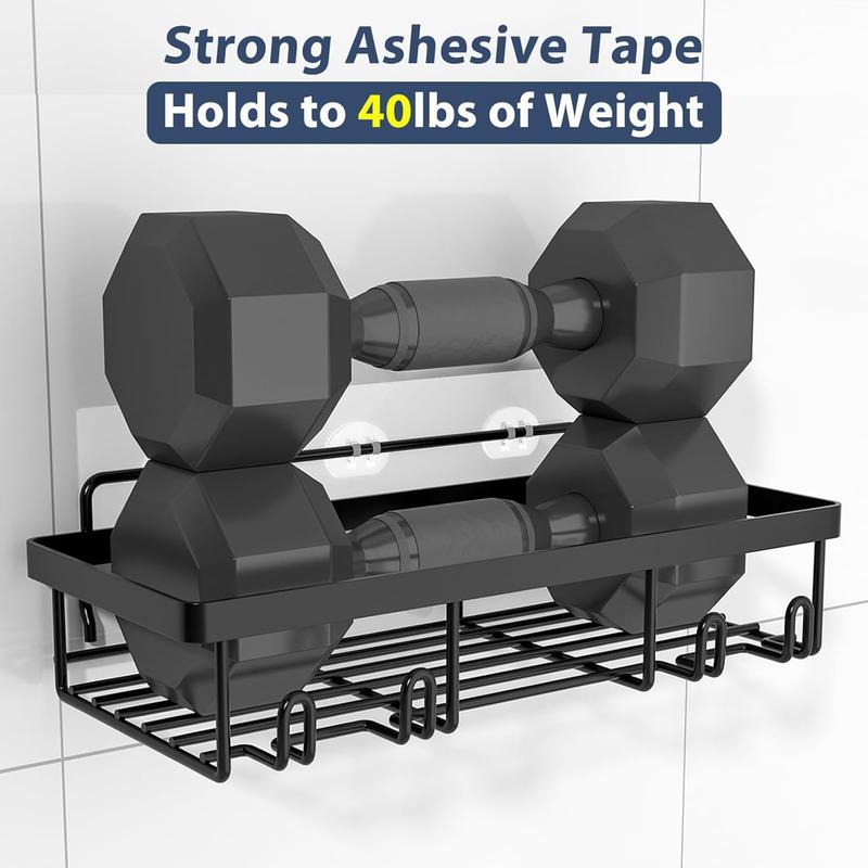 5 Pack Shower Caddy Organizer Rack Shelf for Inside Shower, Adhesive Bathroom Wall Storage Basket Rustproof Stainless Steel Shampoo Holder, Bathroom Accessory Decor Set