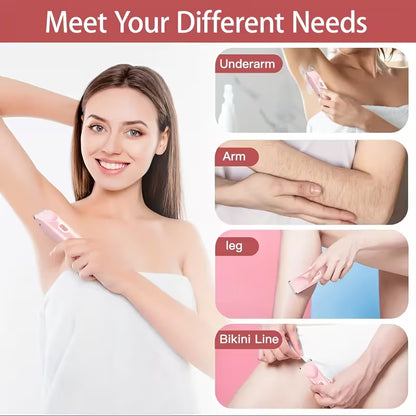 Electric Razor for Women, Rechargeable Hair Remover, Portable and Safe Lady Razor, 2 in 1 Double-Headed Waterproof Wet and Dry, Electric Bikini Trimmer for Women