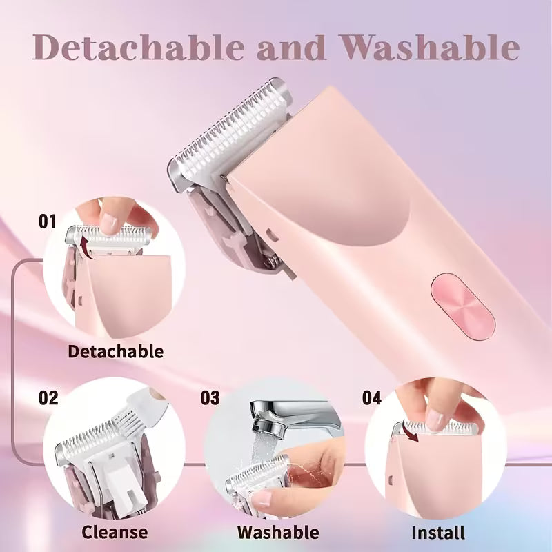 Electric Razor for Women, Rechargeable Hair Remover, Portable and Safe Lady Razor, 2 in 1 Double-Headed Waterproof Wet and Dry, Electric Bikini Trimmer for Women