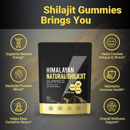 VivoNu Himalayan Shilajit Gummies | With Ashwagandha, Gokshura & other herbs | No added sugar | 60 Gummies