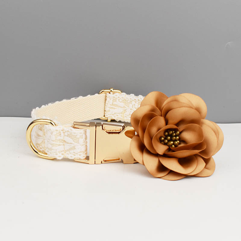 [Custom] Large/Medium/Small Dog Collar With Quick Release Clasp - Adjustable Collar With Stylish Floral Strap Collar Lead Rope Lace Collar Durable And Comfortable