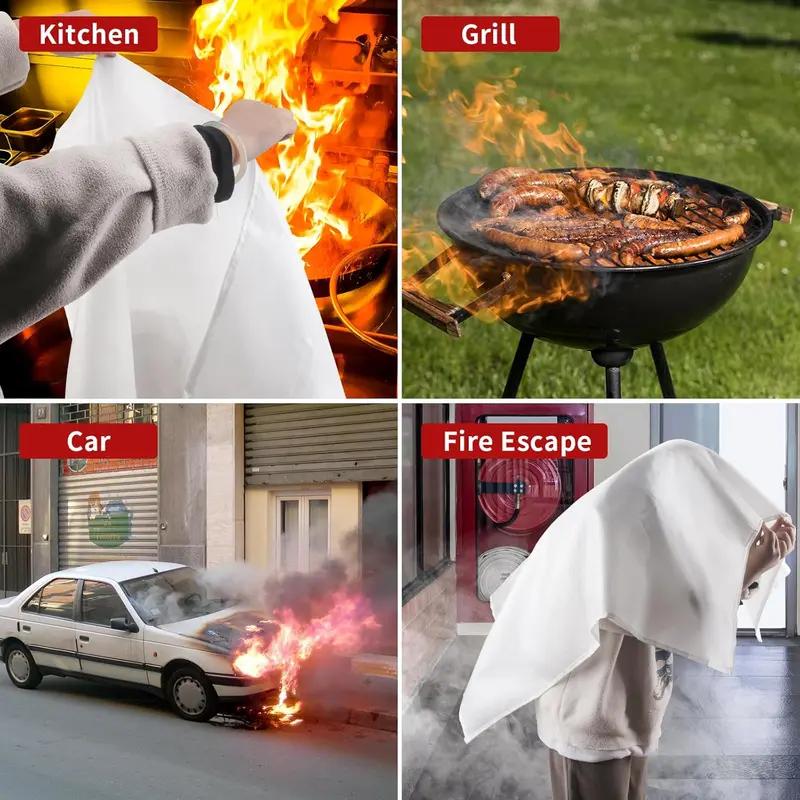 4Pack-Prepared Hero Emergency Fire Blanket -Fire Suppression Blanket for Kitchen, 40" x 40"Fiberglass Fire Blanket for House Rapid FireSuppression,Flame Retardant Protection andHeat Insulation Designed, for Kitchen,Fireplace,Grill, BBQ