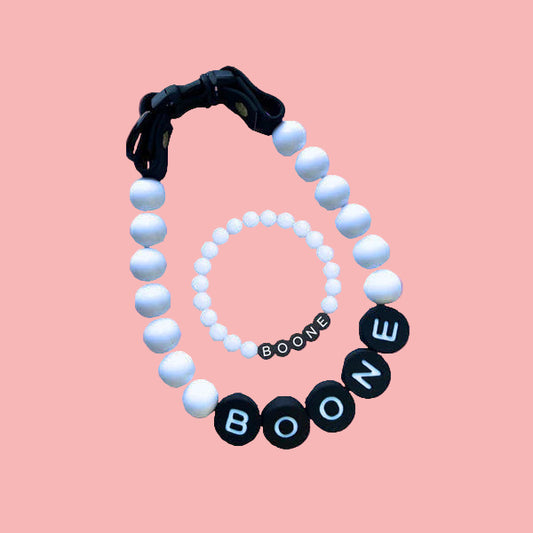 Shining White - Personalization BFF Dog Collar+ Free Matching Bracelet