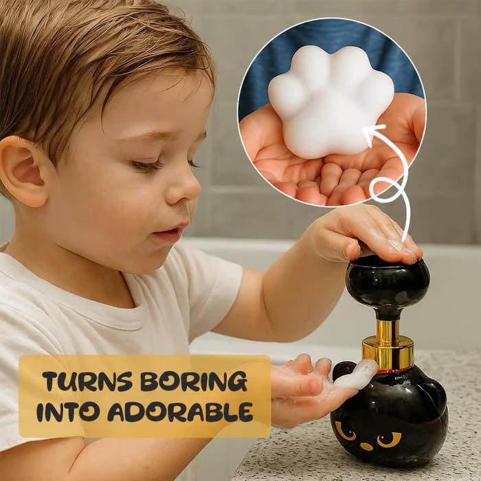 PawPrint Magic, Press to Create Paw-Shaped Foam,Cute Cat Paw Foaming Soap Dispenser, 300ml Refillable Hand Soap Pump, Aesthetic Bathroom & Home Decor, Fun Kids Gift