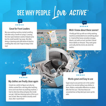 Washing Machine Cleaner Descaler 24 Pack - Deep Cleaning Tablets For HE Front Loader Top Load Washer Deodorizer, Inside Drum And Laundry Seal