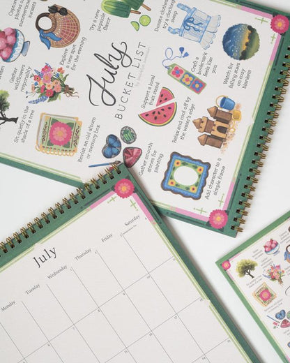 Brooklyn Swenson 2026 Bucket List Calendar Spiral Bound Art Planner Notebook 9x24 Uncoated Matte Cardstock Monthly Budget Planner