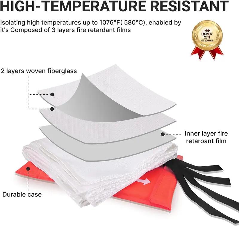 4Pack-Prepared Hero Emergency Fire Blanket -Fire Suppression Blanket for Kitchen, 40" x 40"Fiberglass Fire Blanket for House Rapid FireSuppression,Flame Retardant Protection andHeat Insulation Designed, for Kitchen,Fireplace,Grill, BBQ