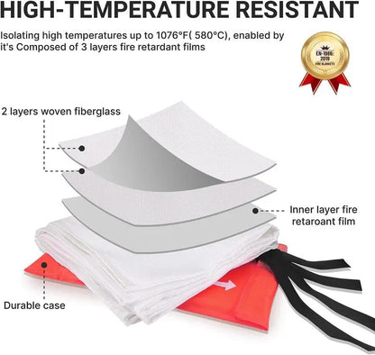4Pack-Prepared Hero Emergency Fire Blanket -Fire Suppression Blanket for Kitchen, 40" x 40"Fiberglass Fire Blanket for House Rapid FireSuppression,Flame Retardant Protection andHeat Insulation Designed, for Kitchen,Fireplace,Grill, BBQ