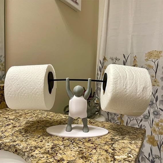 Funny 3D Printing Toilet Roll Holder for Bathroom Barbell Barbell Toilet Roll Holder Funny Bathroom Decor for Home Kitchen Gym