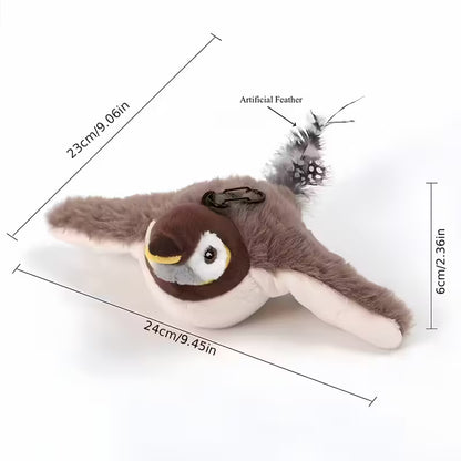 Interactive Flying Sparrow Cat Toy with Flapping Wings & Chirping - Touch-Start Flying Drone  Bird Toy for Hunting Games