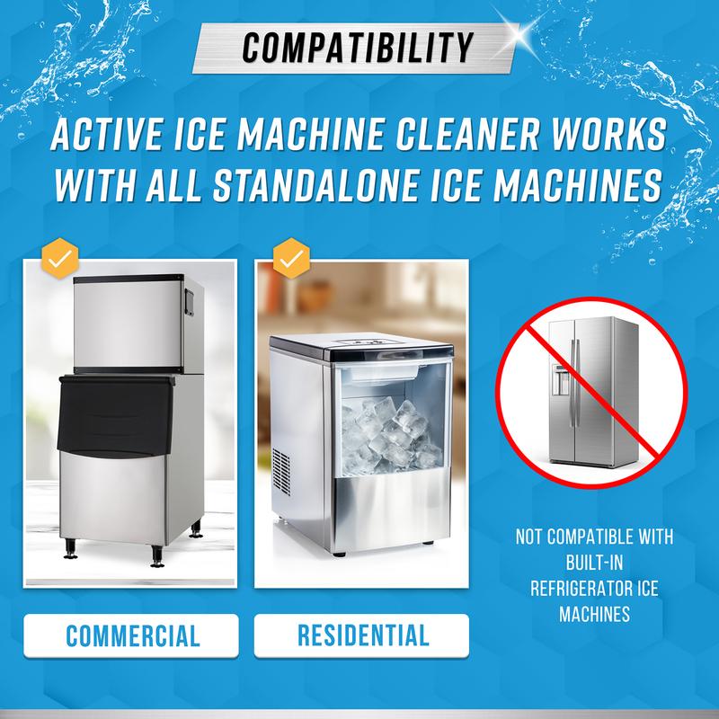 Ice Machine Cleaner Maker Descaler - 24 ACTIVE Clean Tablets Compatible with Frigidaire, Opal, GE Profile, Kitchenaid, Nickel Safe Scale Remover for Countertop, Nugget Ice Makers Bulk 1 Year Supply