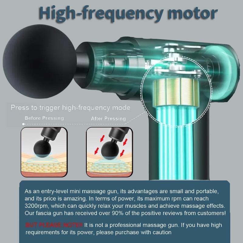 Electric Massage Machine with Replacement Heads, 1 Set Portable Handheld Comfort Muscle Massage Gun,Home Portable USB Rechargeable 6-Speed Body MassageGun,Back Pain Relief Post-Workout Relaxation Black Massager Gift