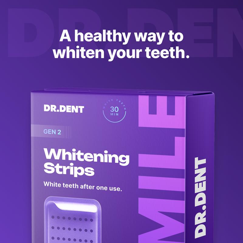 DRDENT Purple Teeth Whitening Strips - 21 Whitening Sessions - Safe for Enamel - Non Sensitive Teeth Whitening - Peroxide-Free