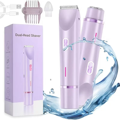 Electric Razor for Women, Rechargeable Hair Remover, Portable and Safe Lady Razor, 2 in 1 Double-Headed Waterproof Wet and Dry, Electric Bikini Trimmer for Women