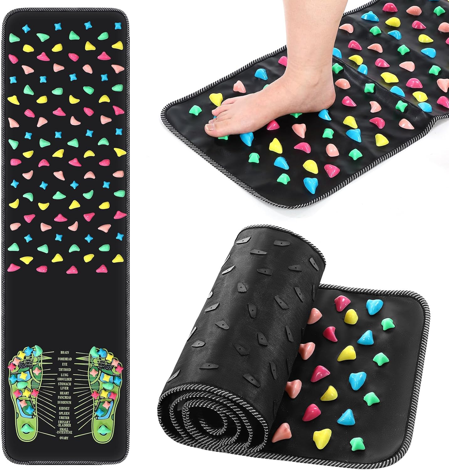 Foot Massage Mat Reflexology Walk Stone Road Foot Massage Acupoint Mat for Acupressure Relaxes for Long Sitting Elderly Students and Office Workers