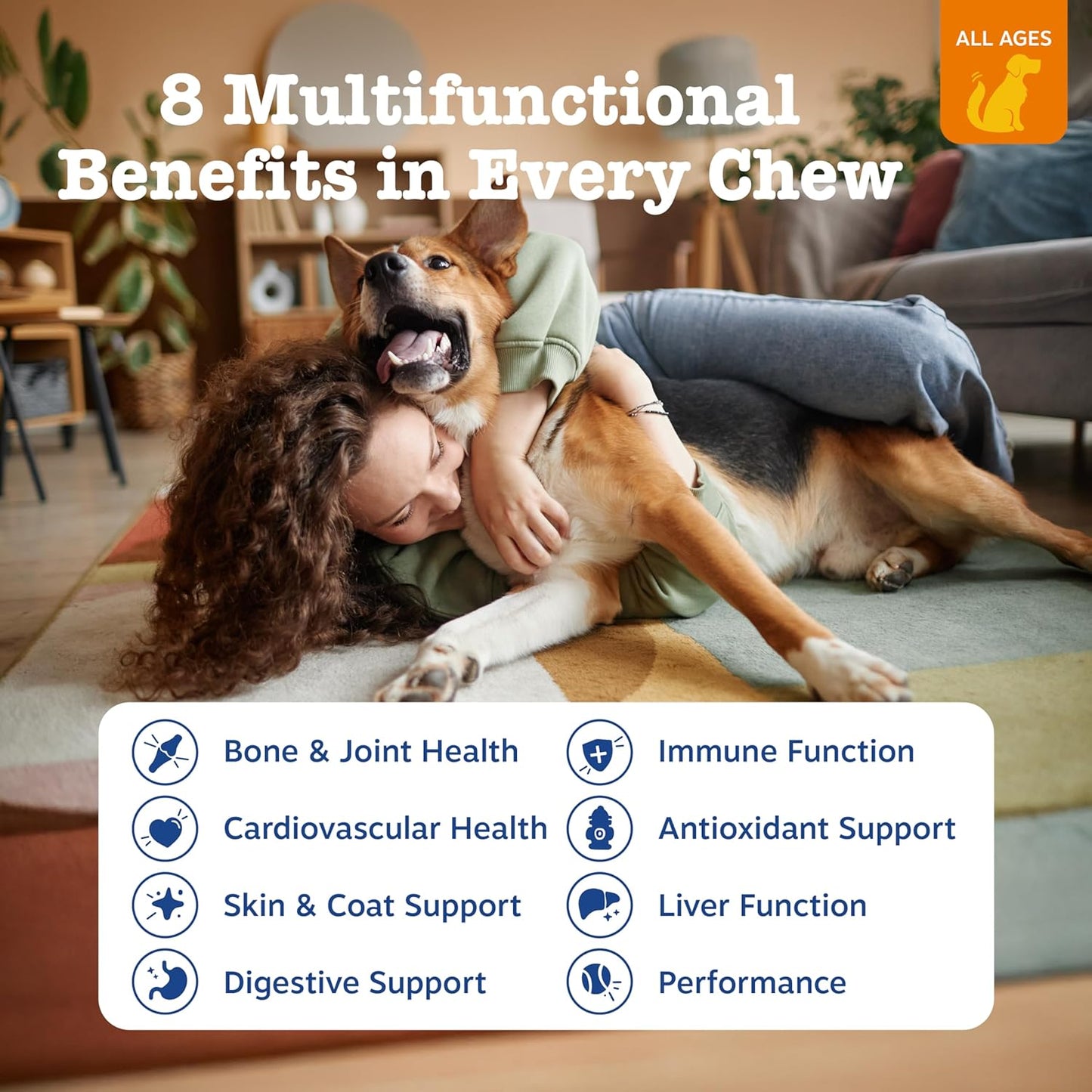 Zesty Paws Multivitamin Treats for Dogs, Glucosamine Chondroitin Joint Support + Digestive Enzymes & Probiotics, Grain Free Dog Vitamins and Supplements for Skin & Coat - 90ct