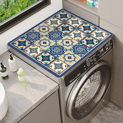 Simple Floral Washer Dryer Cover Mat Fridge Dust Dryer Washing Top Dust-Proof Covers Oven Coffee Mat Desk Cover Boho Style Multi-Purpose Mat (23.6in*19.7in)
