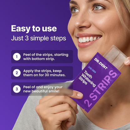 DRDENT Purple Teeth Whitening Strips - 21 Whitening Sessions - Safe for Enamel - Non Sensitive Teeth Whitening - Peroxide-Free