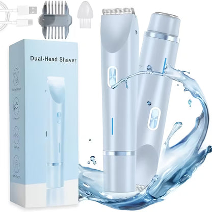 Electric Razor for Women, Rechargeable Hair Remover, Portable and Safe Lady Razor, 2 in 1 Double-Headed Waterproof Wet and Dry, Electric Bikini Trimmer for Women
