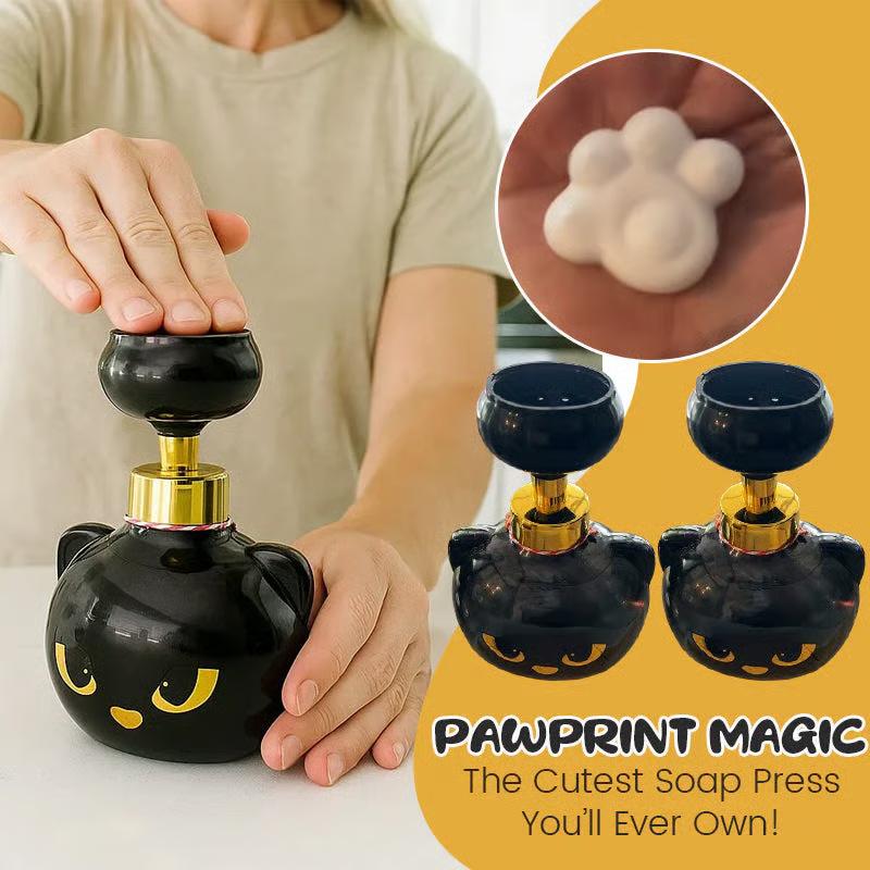 PawPrint Magic, Press to Create Paw-Shaped Foam,Cute Cat Paw Foaming Soap Dispenser, 300ml Refillable Hand Soap Pump, Aesthetic Bathroom & Home Decor, Fun Kids Gift