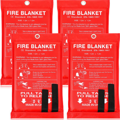 4Pack-Prepared Hero Emergency Fire Blanket -Fire Suppression Blanket for Kitchen, 40" x 40"Fiberglass Fire Blanket for House Rapid FireSuppression,Flame Retardant Protection andHeat Insulation Designed, for Kitchen,Fireplace,Grill, BBQ