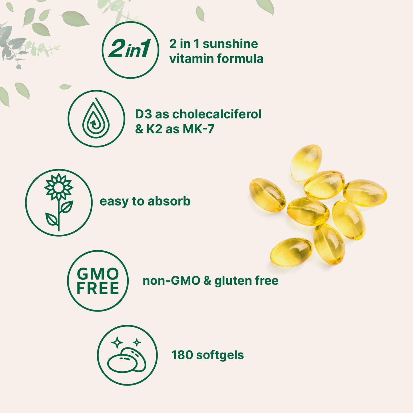Micro Ingredients Vitamin D3 K2 Softgels 5000IU