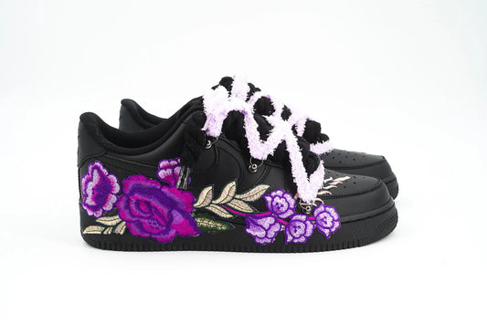 Custom   Nike   AF1   Black   “ROPE   LACES”   Lila   Parfait