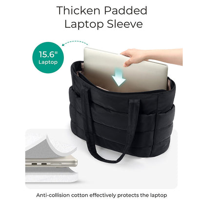 BAGSMART Tote Bag for Women, Lightweight Puffy Tote Bag with Compartments Shoulder Bag Handbag for Travel, Work, Gym | Lightweight, Puffy, Tote Bag with Compartments, Quilted, for Travel, Work